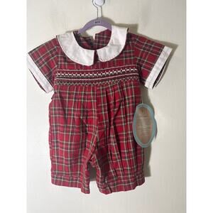 NWT Remember Nyugen Red Holiday Plaid Baby Outfit Sz 24M